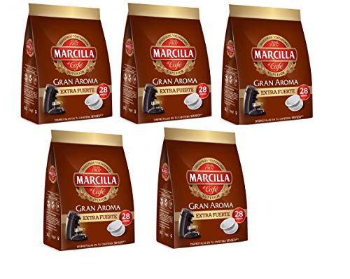 Marcilla Café Extra Fuerte para máquina Senseo - 5 paquetes de 28 monodosis (Total 140 monodosis) - Amazon Exclusive