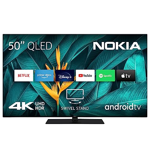 Nokia 50 Pulgadas (126cm) 4K UHD QLED Televisor Smart Android TV (WLAN, HDR, Triple Tuner DVB-C/S2/T2, Netflix, Youtube, Prime Video, Disney+) - QN50GV315ISW - 2023
