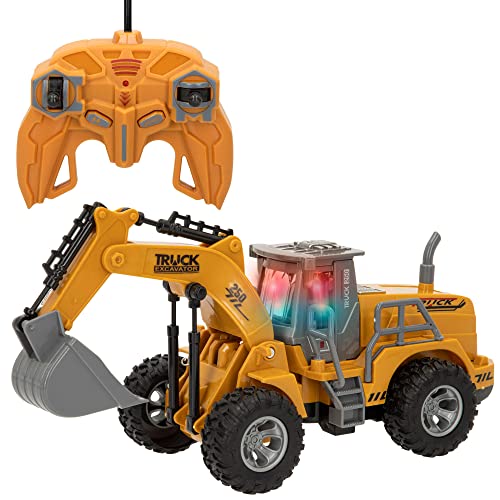 Speed & Go 46655 - Excavadora teledirigida con luz para niños / Juguetes para niños, coches radiocontrol / Vehículos construcción , juguete teledirigido, regalo para niños