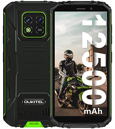 teléfono moviles Baratos Resistentes OUKITEL WP18 12500 mAh Movil Resistente 4GB+32GB Android 11 Cámara 13MP+5MP 5.39''HD 4G Dual SIM/Face ID/OTG/GPS-verde