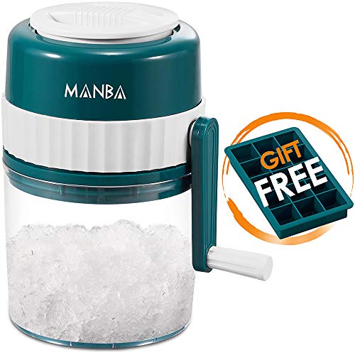 MANBA Manual Picadora de hielo y máquina para hacer granizado - Trituradora de hielo portátil prémium y máquina de hielo raspado - Sin BPA
