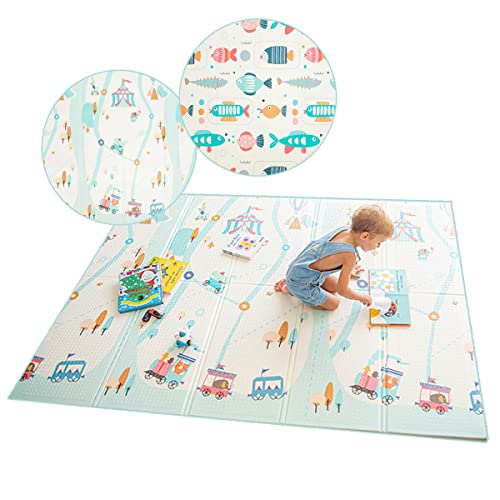 Olmitos - Alfombra de juego plegable para niños Tappy, tapete educativo de juego para bebés, 200x150 cm, para gateo de espuma XPE – Acolchada para la habitación (Circo Pez)