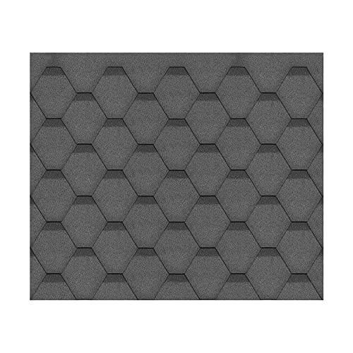 TIMBELA Kit de Tejas bituminosas Hexagonal Rock H550BLACK de Color Negro - la techumbre bituminosa para la casa Rural, M550