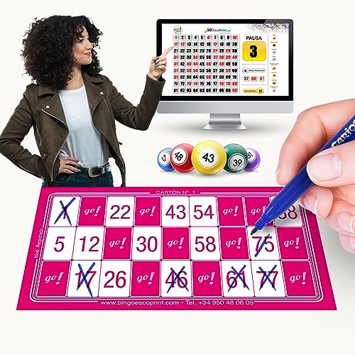 Genérico 600 Cartones de Bingo + Juego de Bingo para PC Gratis (Fucsia)