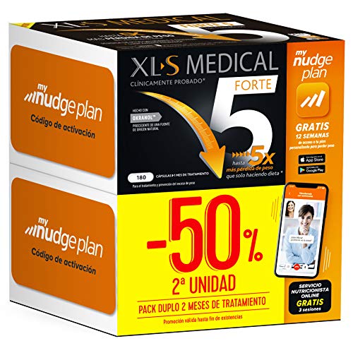 XL-S Medical Forte 5 | Pack 2 Meses + plan personalizado mynudgeplan App gratis | 6 sesiones gratis de Servicio de Nutricionistas