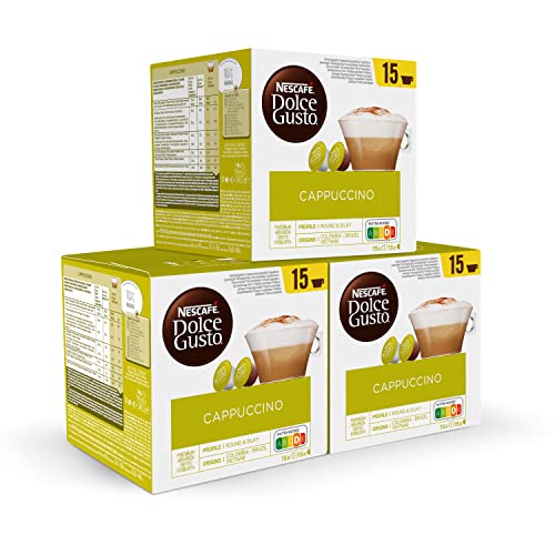 Dolce Gusto NESCAFÉ Cappuccino, Pack 3 x 30 - Total: 45 tazas (2 cápsulas por taza)