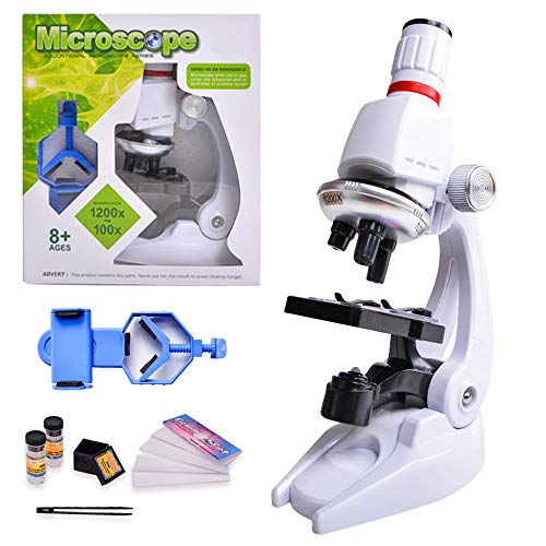 HONPHIER® Microscopio Niños Microscopio Kit Scienza Microscopio Bambini 100x 400x 1200x Microscopio Kit de Juguete para Niños