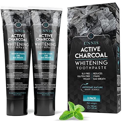 Blanqueador Dental Profesional Blanqueamiento Dental 2 Pack Carbon Activado Dientes Blancos Carbon Activo Pasta de Dientes Blanqueante Limpieza Dental Activated Charcoal Teeth Whitening Toothpaste