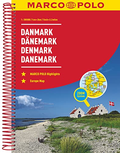Denmark Marco Polo Road Atlas: Wegenatlas 1:200 000 (Marco Polo Road Atlases) [Idioma Inglés]