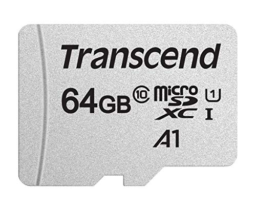 Transcend Usd300S Tarjeta Microsd de 64Gb, Clase 10, U1, A1, Hasta 95 Mbs de Lectura, con Adaptador Sd, Paquete Abrefácil