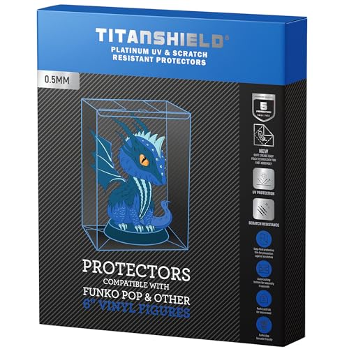 TitanShield (5 unidades) 0,5 mm [6 pulgadas] Compatible con Funko UV y resistente a los arañazos POP! Funda protectora