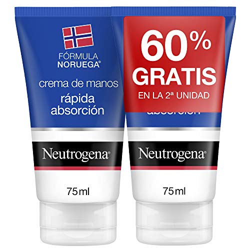 Neutrogena Crema de Manos Reparadora para Grietas Fórmula Noruega, Rápida Absorción, Pack 2 x 75 ml