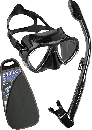 Cressi Tauchset Schnorchelset Matrix Dry Elite (Made in Italy) Kit de Snorkeling con máscara y Tubo, Unisex, Negro
