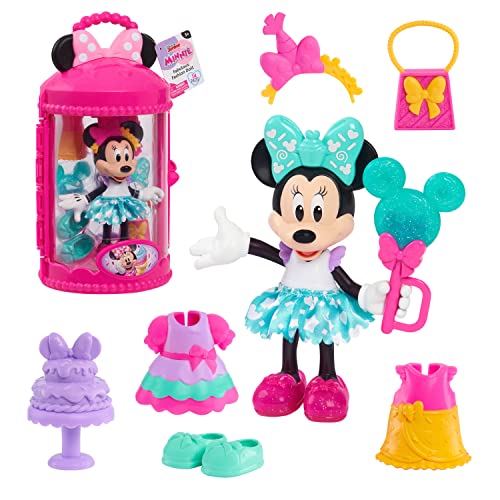 Mickey & Minnie - Sweet Party Fashion Doll, playset de Juguete de Minnie Mouse con figurita de 15 cm y un Estuche-Armario para Llevar a Todos Lados y Guardar los 14 Accesorios de la muñeca (MCN28100)