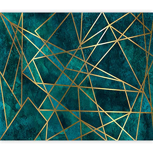 murando Fotomurales Abstracto 350x256 cm XXL Papel pintado tejido no tejido Decoración de Pared decorativos Murales moderna Diseno Fotográfico ilusión óptica Efecto 3D Líneas azul oro a-A-0857-a-a