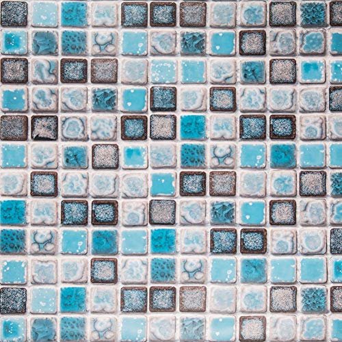 Hode Mosaico Adhesivo de Azulejo para Cocina Baño Pegatinas de Baldosas Stickers Azulejos Azul 40X200cm