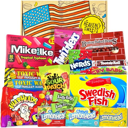 Heavenly Sweets American Candy - Caja de Deliciosos dulces y refrigerios 100% vegetarianos - Juego de marcas clásicas de EE. UU., regalo para niños, adultos