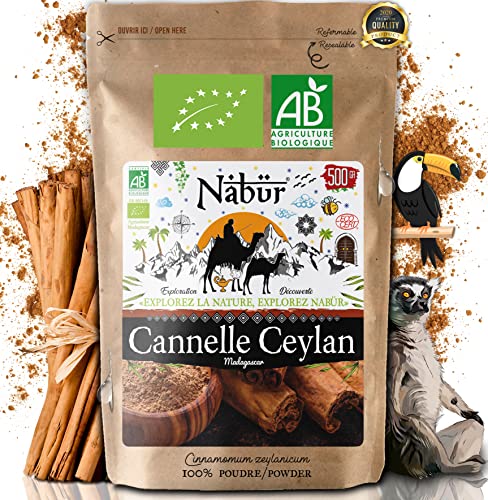 Canela Ceylan Bio Superior de Madagascar Polvo ⭐ 200 Gr ⭐ Nabür Gourmet - Premium, Certificado FR-BIO-01 - Fragancia Sutil y Fragancia Intensa