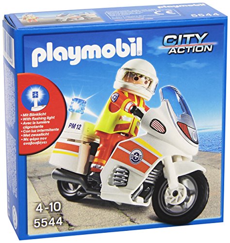 PLAYMOBIL Guardacostas - City Action Moto de Emergencias con Luz Vehículos de Juguete, Color Multicolor 5544