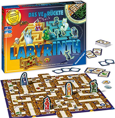 Ravensburger Labyrinth Glow in The Dark 26687 - Juego de Mesa de Laberinto (Brilla en la Oscuridad), diseño clásico de la Familia con Colores Luminosos, para niños y familias a Partir de 7 años