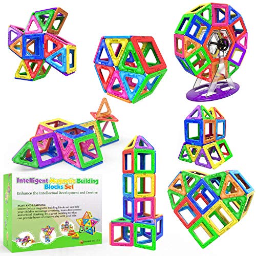 Desire Deluxe Bloques de Construcción Magnéticos Infantiles - Juego Creativo Educativo de 94 Piezas de Formas Geométricas con Imanes para Estimular la Imaginación Niños y Niñas