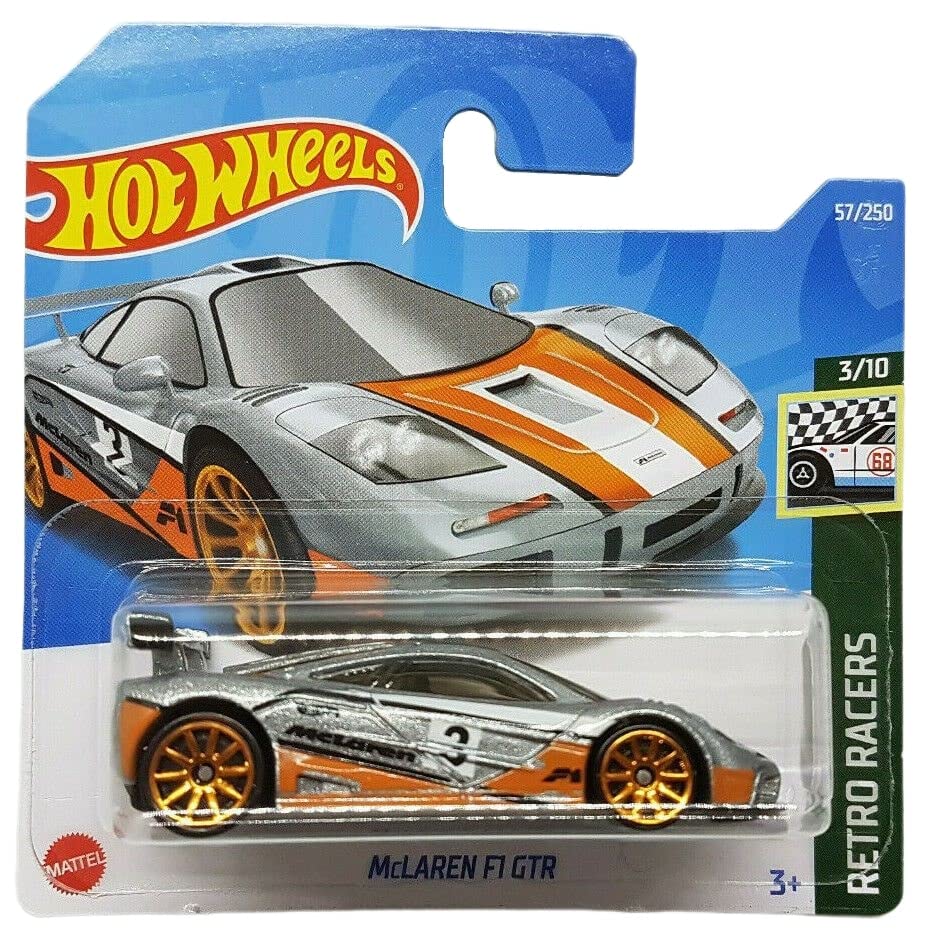 Hot Wheels - McLaren F1 GTR - Retro Racers 3/10 - HCX86 - Short Card - Plata metalizado - Mattel 2022