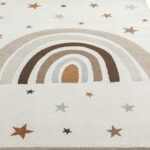 the carpet Beat Kids - Alfombra para niños Moderna, Suave, fácil de Limpiar, diseño de arcoíris, Color Crema, 120 x 170 cm