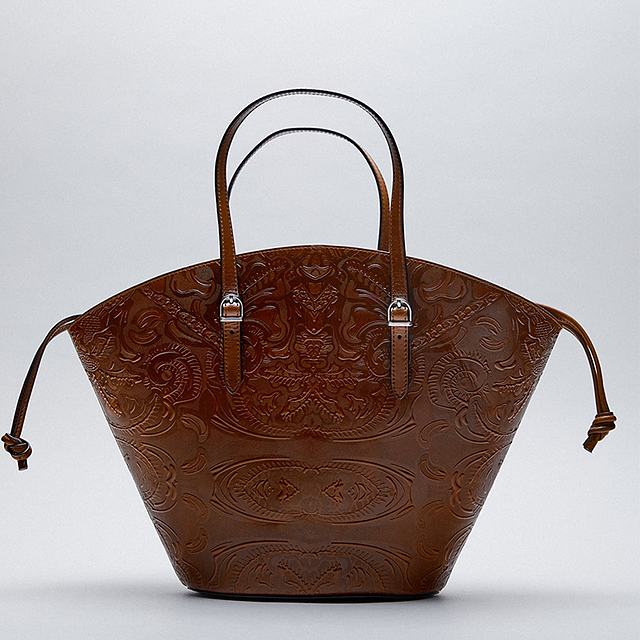 Bolso Piel Marron Zara
